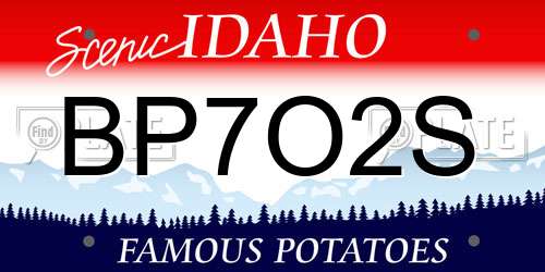 BP7O2S Idaho License Plate