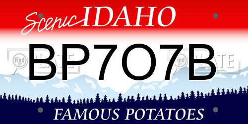 BP7O7B Idaho License Plate