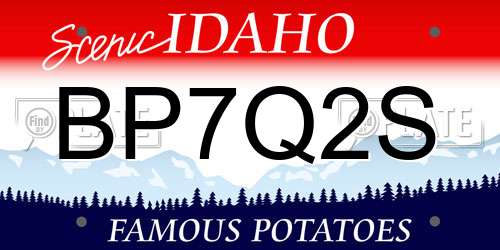 BP7Q2S Idaho License Plate