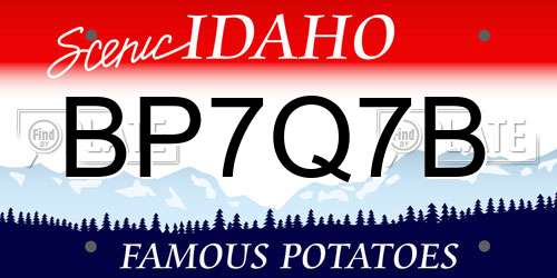 BP7Q7B Idaho License Plate