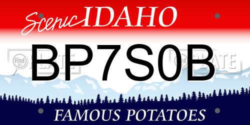 BP7S0B Idaho License Plate