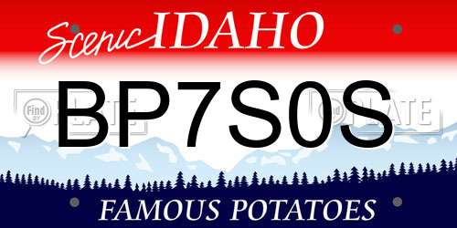 BP7S0S Idaho License Plate