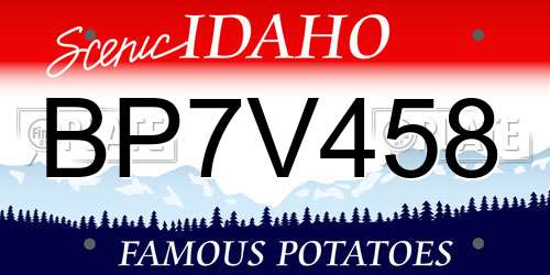 BP7V458 Idaho License Plate
