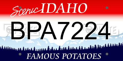 BPA7224 Idaho License Plate