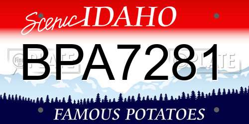 BPA7281 Idaho License Plate