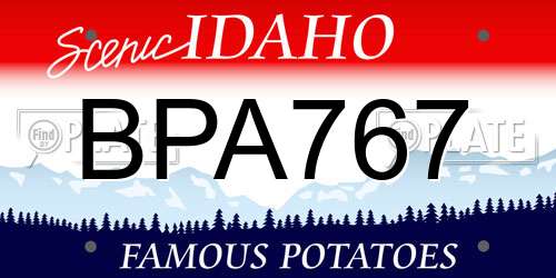 BPA767 Idaho License Plate