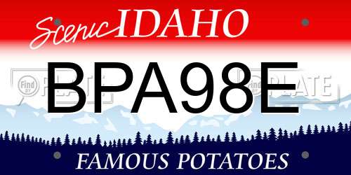 BPA98E Idaho License Plate