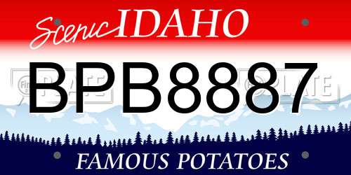 BPB8887 Idaho License Plate