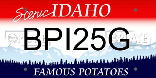 BPI25G Idaho License Plate