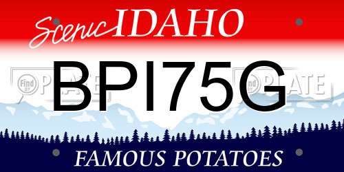 BPI75G Idaho License Plate