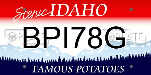 BPI78G Idaho License Plate