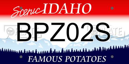 BPZ02S Idaho License Plate