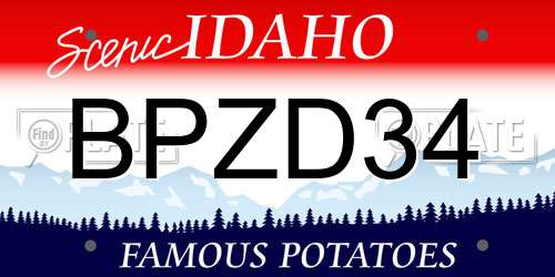 BPZD34 Idaho License Plate