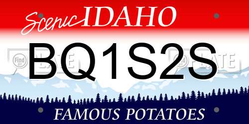 BQ1S2S Idaho License Plate