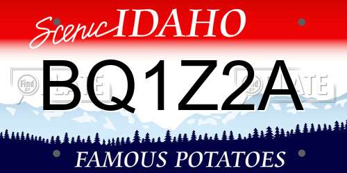 BQ1Z2A Idaho License Plate