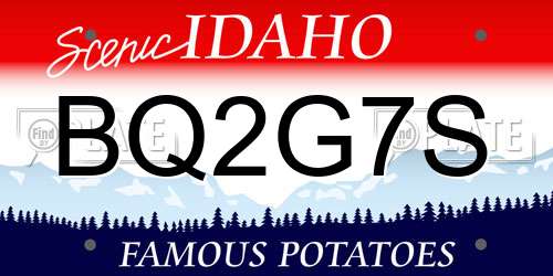 BQ2G7S Idaho License Plate