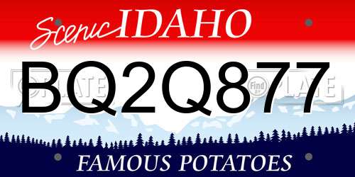 BQ2Q877 Idaho License Plate