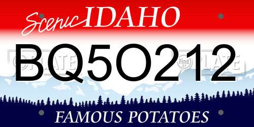BQ5O212 Idaho License Plate