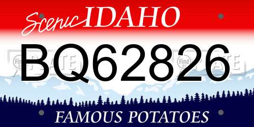 BQ62826 Idaho License Plate