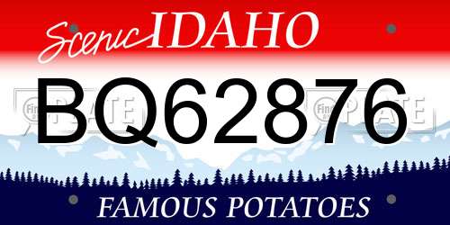 BQ62876 Idaho License Plate