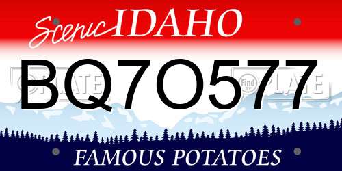BQ7O577 Idaho License Plate