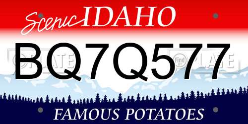 BQ7Q577 Idaho License Plate