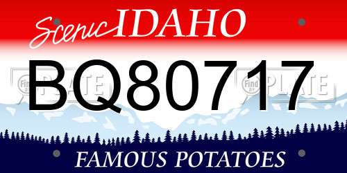 BQ80717 Idaho License Plate