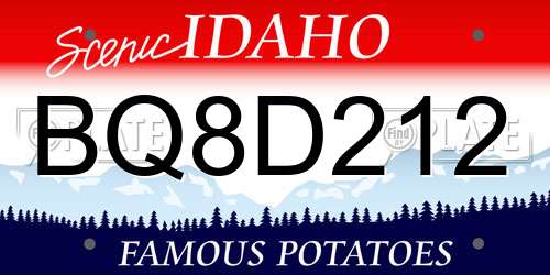 BQ8D212 Idaho License Plate