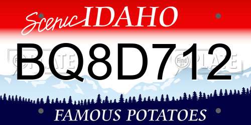 BQ8D712 Idaho License Plate