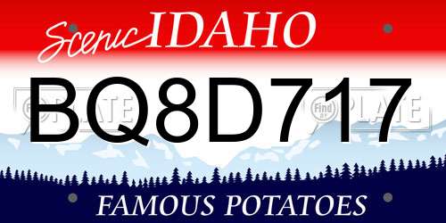 BQ8D717 Idaho License Plate