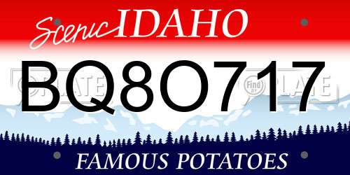 BQ8O717 Idaho License Plate
