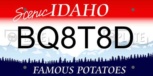 BQ8T8D Idaho License Plate