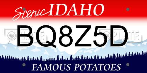 BQ8Z5D Idaho License Plate