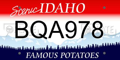 BQA978 Idaho License Plate