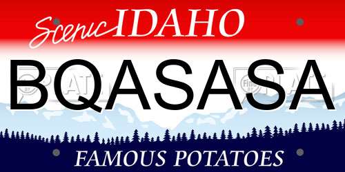 BQASASA Idaho License Plate