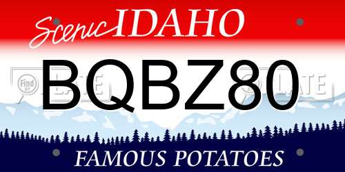BQBZ80 Idaho License Plate
