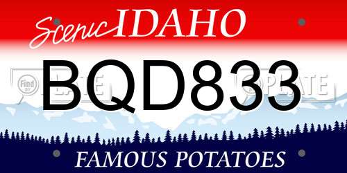 BQD833 Idaho License Plate