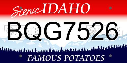 BQG7526 Idaho License Plate