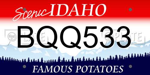 BQQ533 Idaho License Plate