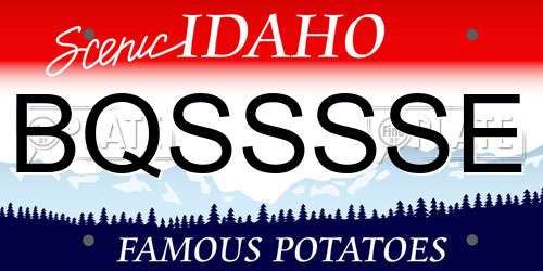 BQSSSSE Idaho License Plate