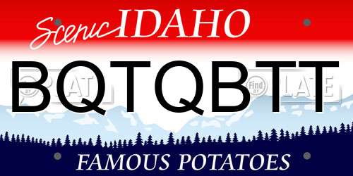 BQTQBTT Idaho License Plate