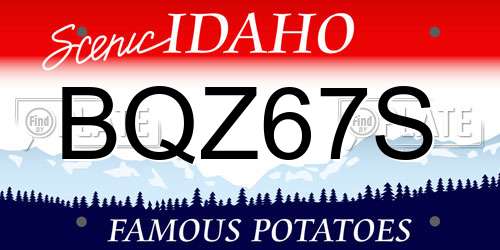 BQZ67S Idaho License Plate