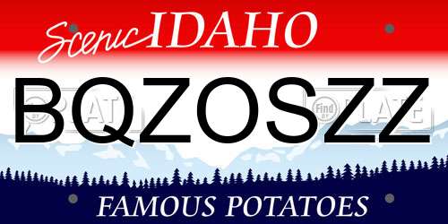 BQZOSZZ Idaho License Plate