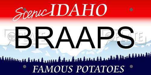 BRAAPS Idaho License Plate