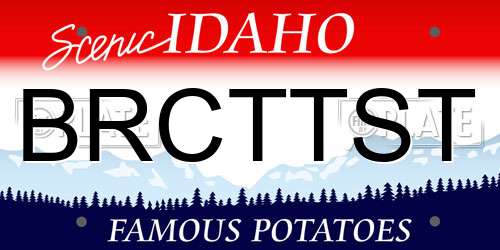 BRCTTST Idaho License Plate