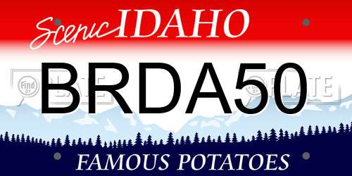 BRDA50 Idaho License Plate