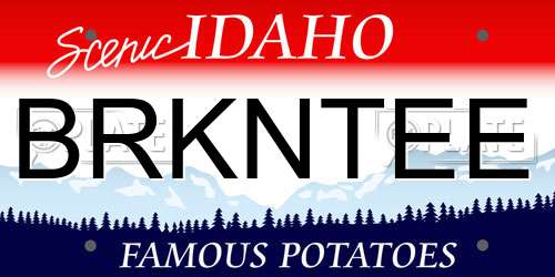 BRKNTEE Idaho License Plate