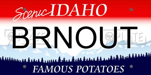 BRNOUT Idaho License Plate