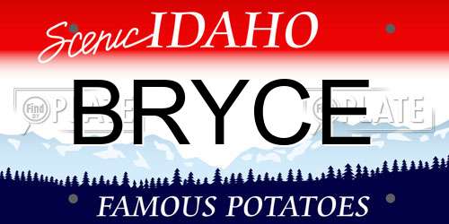 BRYCE Idaho License Plate