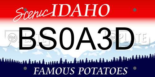 BS0A3D Idaho License Plate